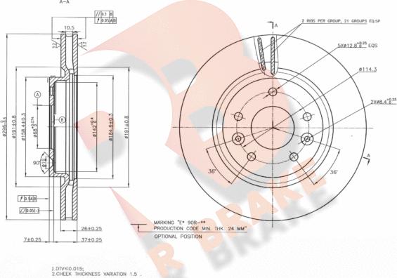 R Brake 78RBD22089 - Гальмівний диск autocars.com.ua