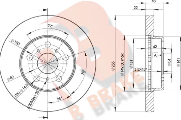 R Brake 78RBD22090 - Гальмівний диск autocars.com.ua