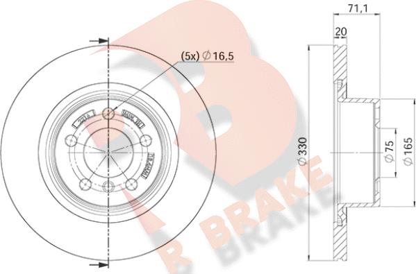 R Brake 78RBD22216 - Гальмівний диск autocars.com.ua