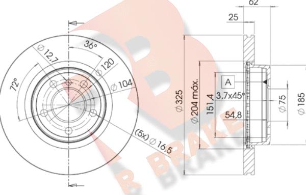 R Brake 78RBD22217 - Гальмівний диск autocars.com.ua