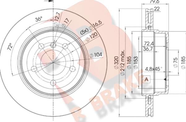 R Brake 78RBD22218 - Тормозной диск autodnr.net