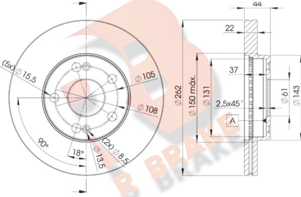 R Brake 78RBD22233 - Гальмівний диск autocars.com.ua