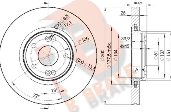 R Brake 78RBD22235 - Гальмівний диск autocars.com.ua