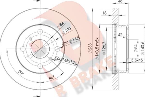 R Brake 78RBD22250 - Гальмівний диск autocars.com.ua