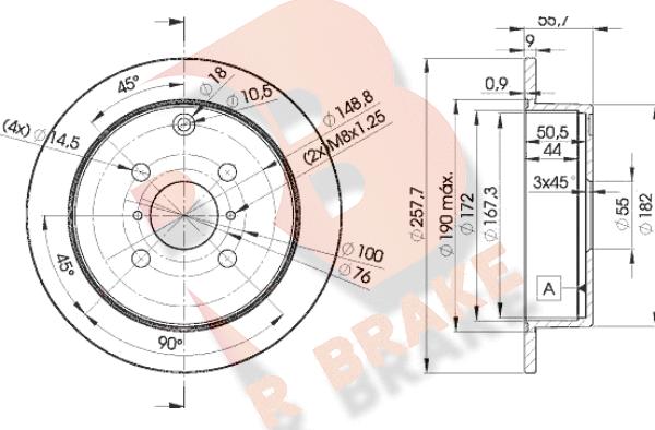 R Brake 78RBD22251 - Гальмівний диск autocars.com.ua