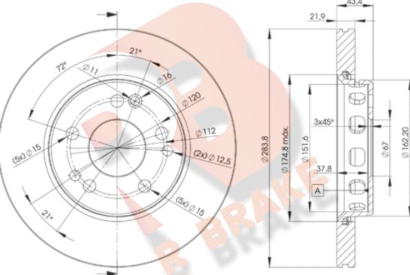 R Brake 78RBD22312 - Гальмівний диск autocars.com.ua