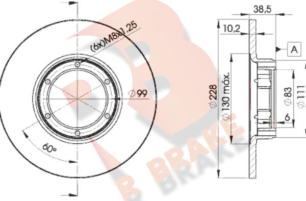 R Brake 78RBD22500 - Гальмівний диск autocars.com.ua