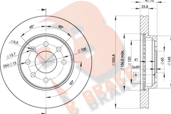 R Brake 78RBD22559 - Гальмівний диск autocars.com.ua