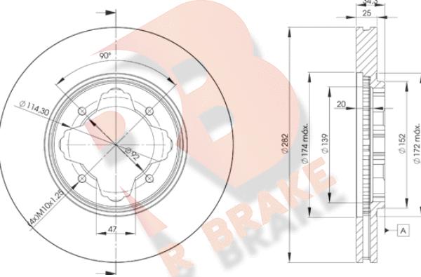 R Brake 78RBD22582 - Гальмівний диск autocars.com.ua