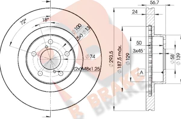 R Brake 78RBD22630 - Гальмівний диск autocars.com.ua