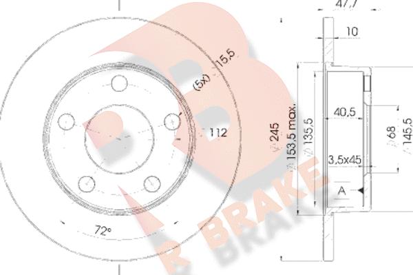 R Brake 78RBD22746 - Гальмівний диск autocars.com.ua