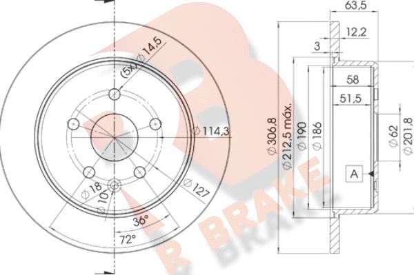 R Brake 78RBD22790 - Гальмівний диск autocars.com.ua