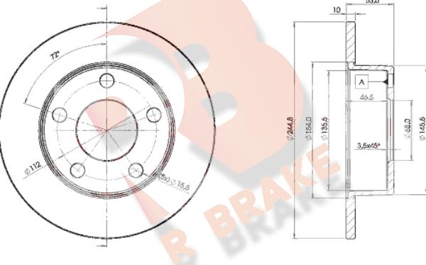 R Brake 78RBD22800 - Гальмівний диск autocars.com.ua