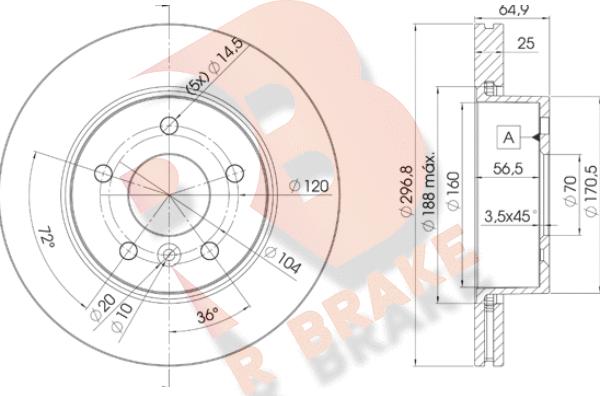 R Brake 78RBD22817 - Гальмівний диск autocars.com.ua