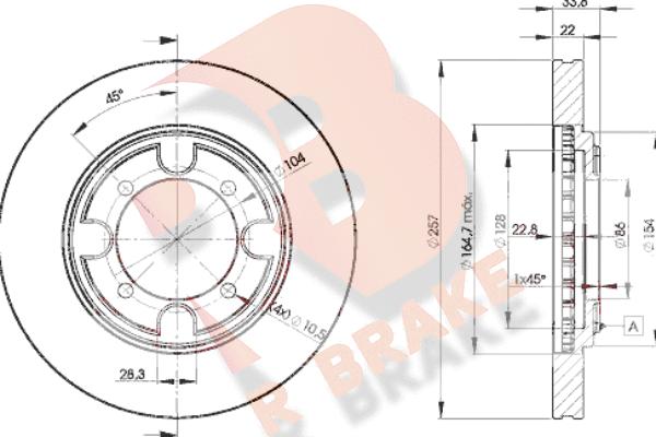 R Brake 78RBD22830 - Гальмівний диск autocars.com.ua