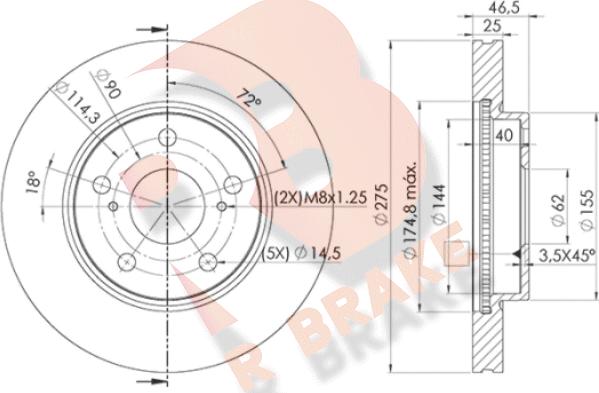 R Brake 78RBD22881 - Тормозной диск autodnr.net