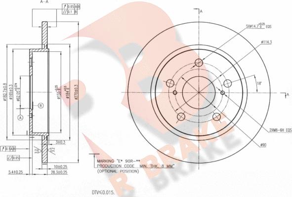 R Brake 78RBD22888 - Гальмівний диск autocars.com.ua