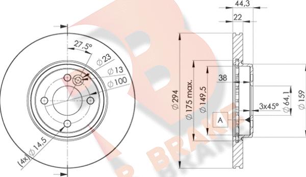 R Brake 78RBD22892 - Гальмівний диск autocars.com.ua