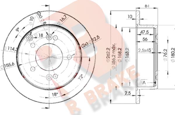 R Brake 78RBD22905 - Гальмівний диск autocars.com.ua