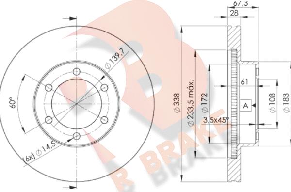 R Brake 78RBD22918 - Гальмівний диск autocars.com.ua