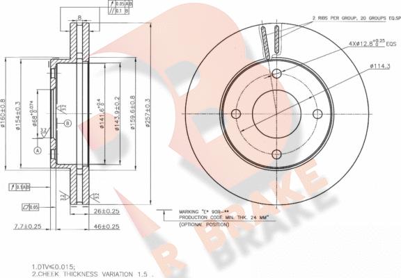 R Brake 78RBD22938 - Гальмівний диск autocars.com.ua