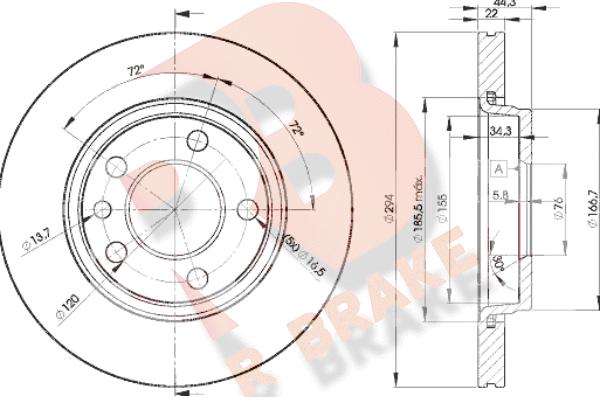 R Brake 78RBD23021 - Гальмівний диск autocars.com.ua