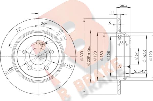 R Brake 78RBD23055 - Гальмівний диск autocars.com.ua