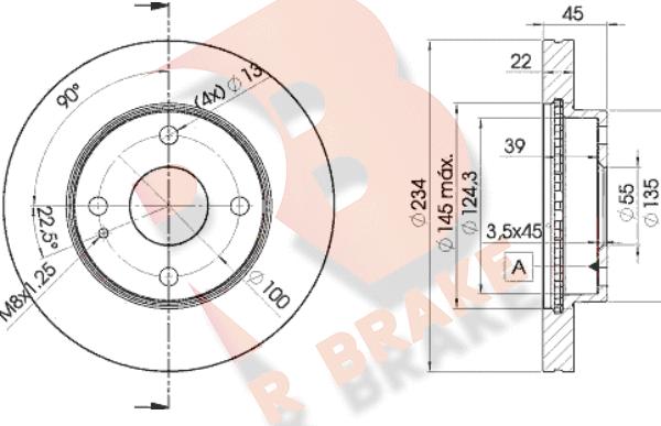 R Brake 78RBD23255 - Гальмівний диск autocars.com.ua