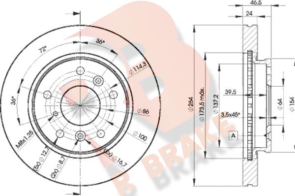 R Brake 78RBD23260 - Гальмівний диск autocars.com.ua