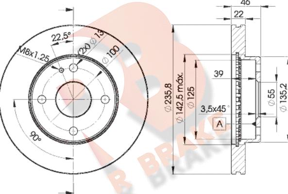 R Brake 78RBD23265 - Гальмівний диск autocars.com.ua