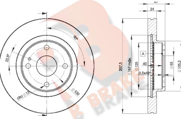 R Brake 78RBD23266 - Гальмівний диск autocars.com.ua