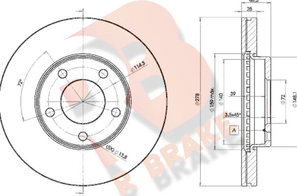 R Brake 78RBD23272 - Гальмівний диск autocars.com.ua