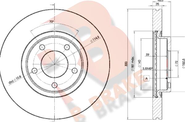 R Brake 78RBD23273 - Гальмівний диск autocars.com.ua