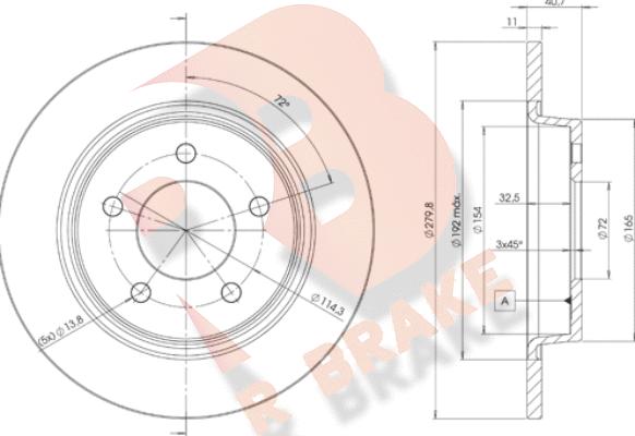 R Brake 78RBD23276 - Гальмівний диск autocars.com.ua