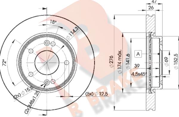 R Brake 78RBD23290 - Гальмівний диск autocars.com.ua