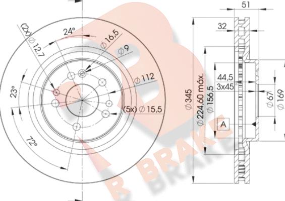 R Brake 78RBD23504 - Гальмівний диск autocars.com.ua