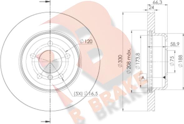 R Brake 78RBD23555 - Гальмівний диск autocars.com.ua