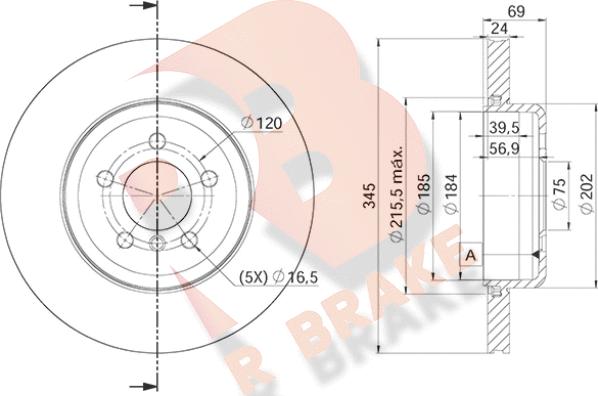 R Brake 78RBD23562 - Гальмівний диск autocars.com.ua