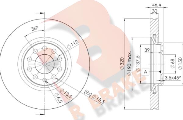 R Brake 78RBD23615 - Гальмівний диск autocars.com.ua