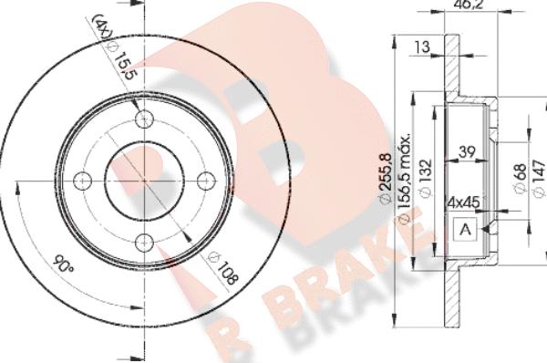 R Brake 78RBD23632 - Гальмівний диск autocars.com.ua