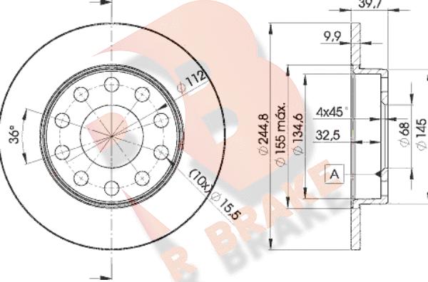 R Brake 78RBD23637 - Гальмівний диск autocars.com.ua