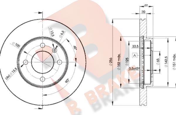 R Brake 78RBD23790 - Гальмівний диск autocars.com.ua