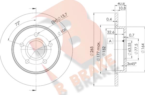 R Brake 78RBD23965 - Гальмівний диск autocars.com.ua