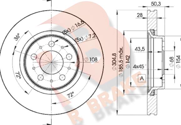 R Brake 78RBD24045 - Гальмівний диск autocars.com.ua