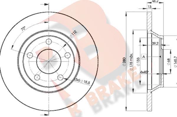 R Brake 78RBD24064 - Гальмівний диск autocars.com.ua