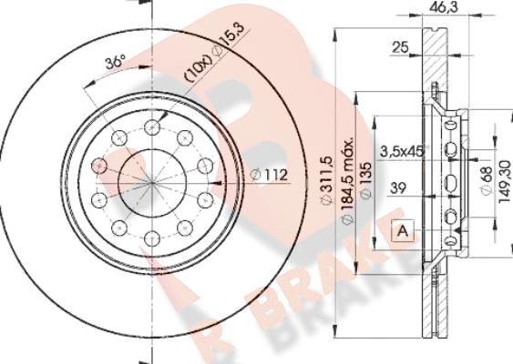 R Brake 78RBD24065 - Гальмівний диск autocars.com.ua