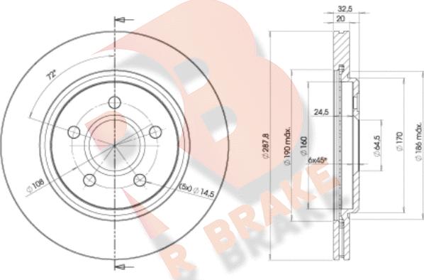 R Brake 78RBD24089 - Гальмівний диск autocars.com.ua