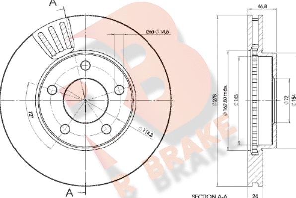 R Brake 78RBD24093 - Гальмівний диск autocars.com.ua