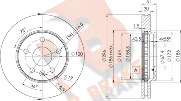 R Brake 78RBD24116 - Гальмівний диск autocars.com.ua