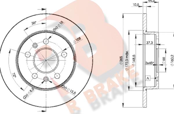 R Brake 78RBD24296 - Гальмівний диск autocars.com.ua